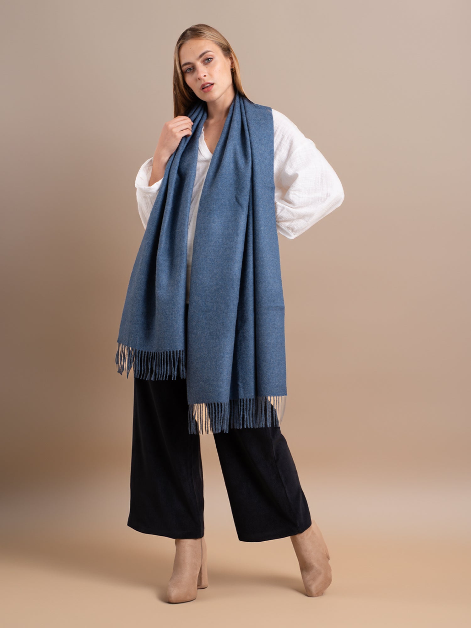 denin blue alpaca scarf
