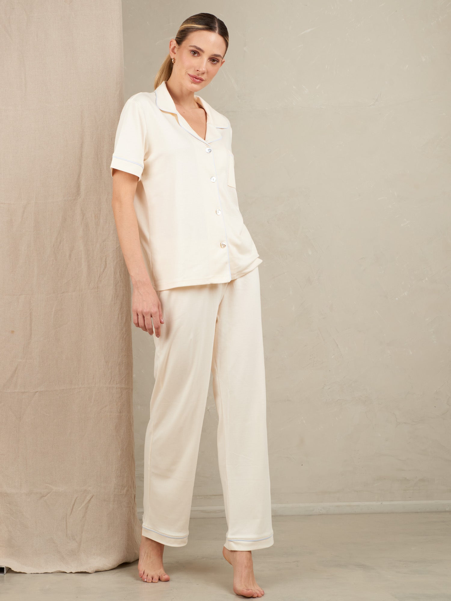 Organic Peruvian Pima Cotton Pyjama - Pearl Long Set