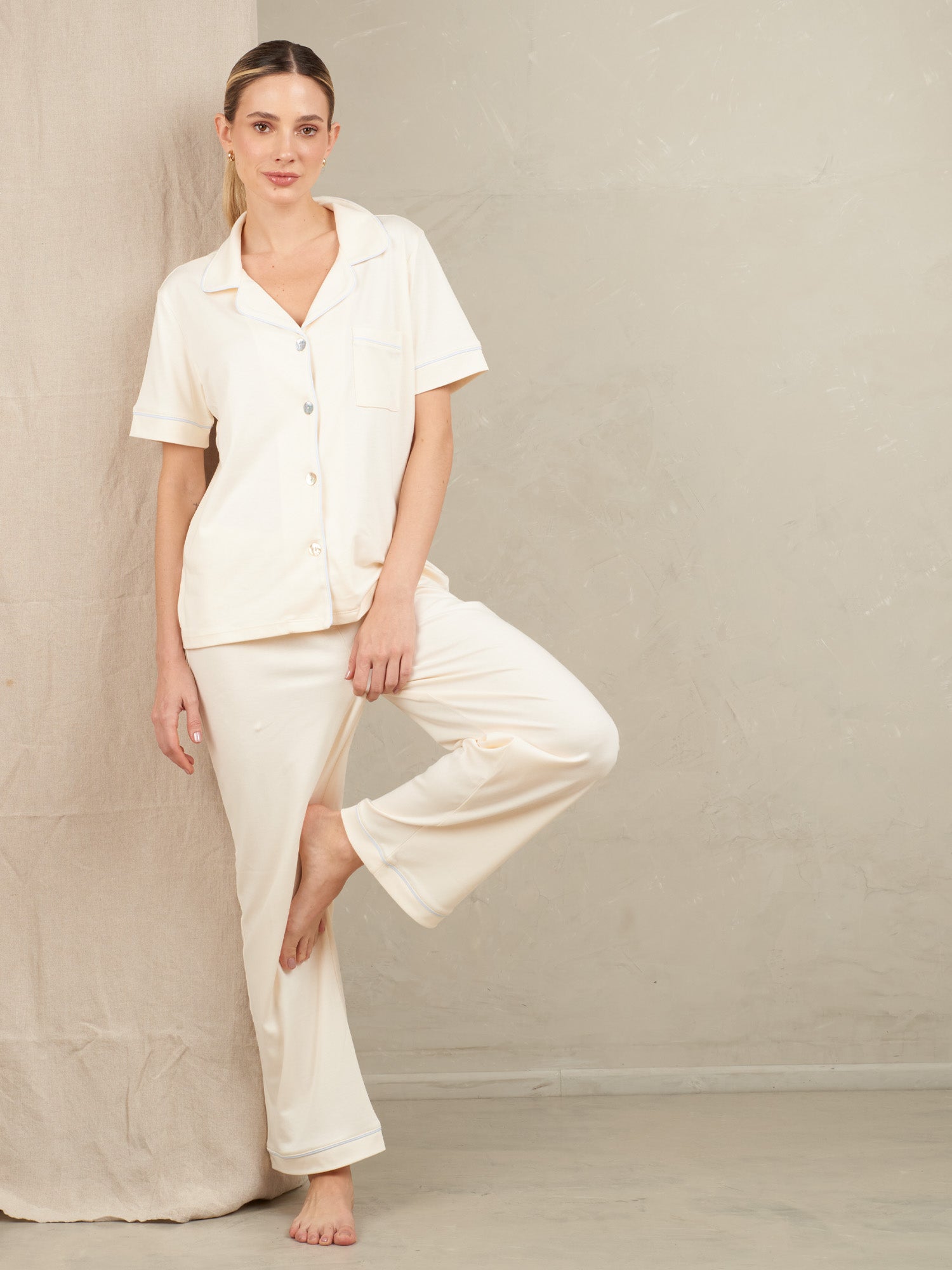 Organic Peruvian Pima Cotton Pyjama - Pearl Long Set