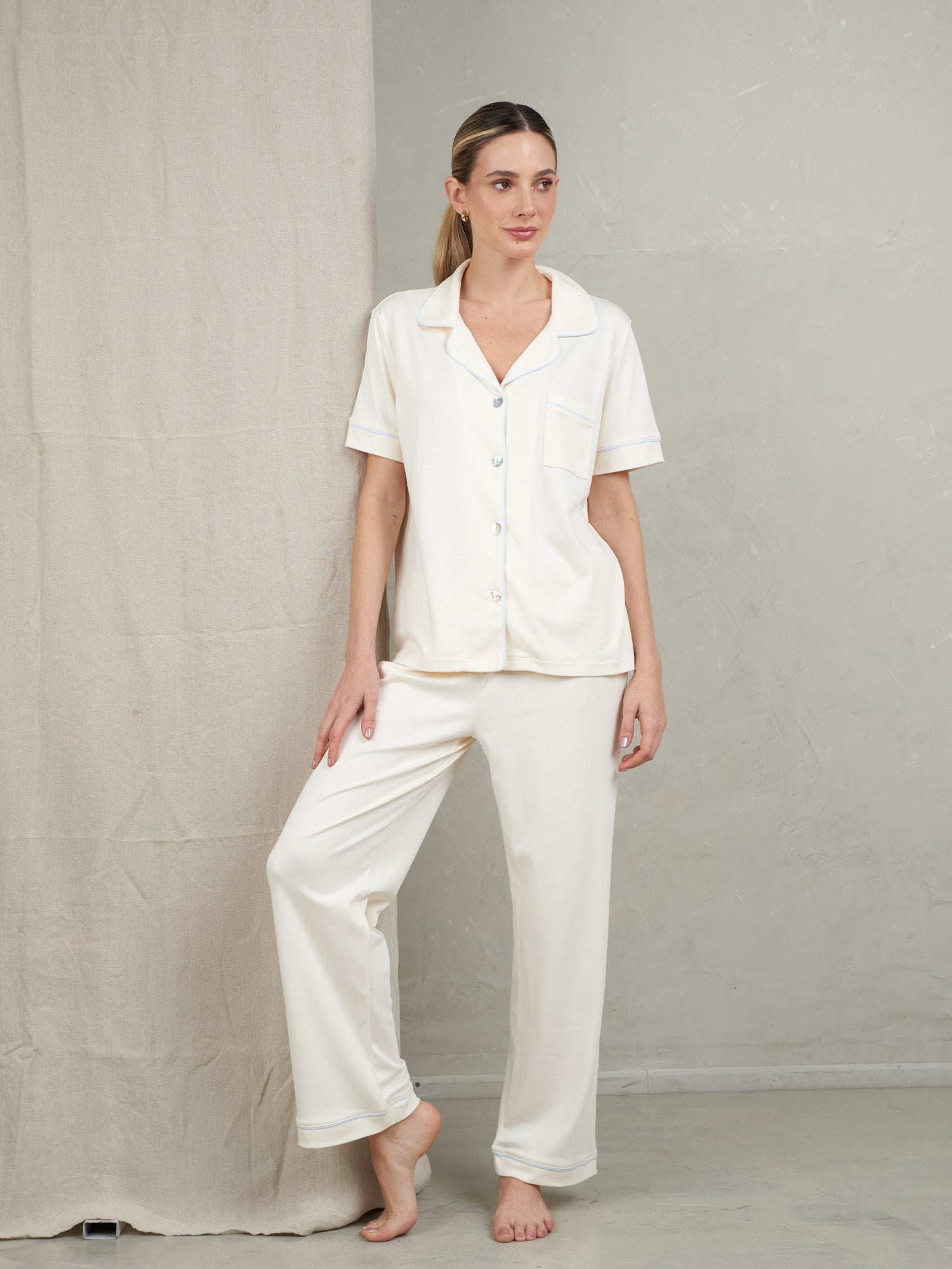 Organic Peruvian Pima Cotton Pyjama - Pearl Long Set